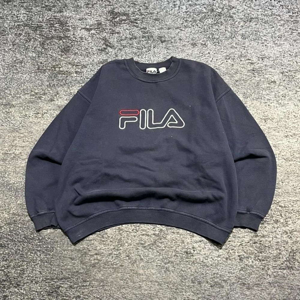 Vintage Fila‎ Crewneck Sweatshirt Mens XL Blue Embroidered Logo 90s Pullover